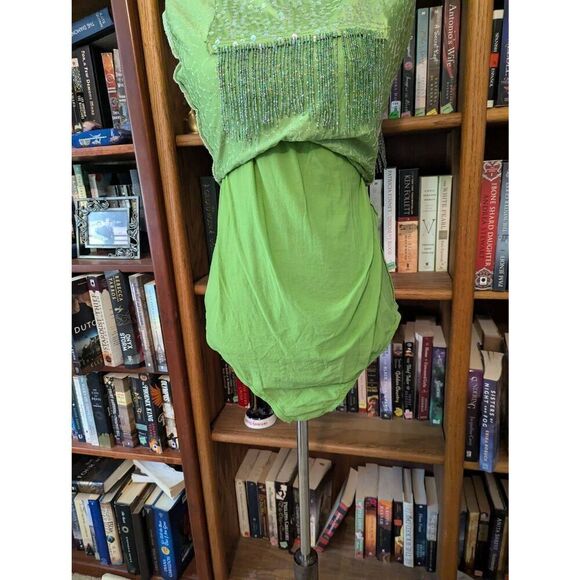 Vintage Hugo Buscati Women's Size 8 Green Sequin Swinger Mini Dress USA - Picture 4 of 9